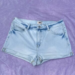 SO High rise light blue shortie denim shorts roll cuff size 17
